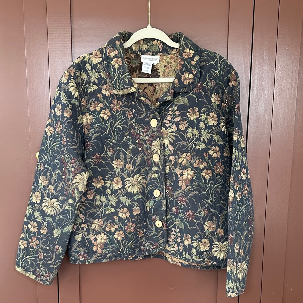 Coldwater Creek Multicolor Floral Utility Jacket